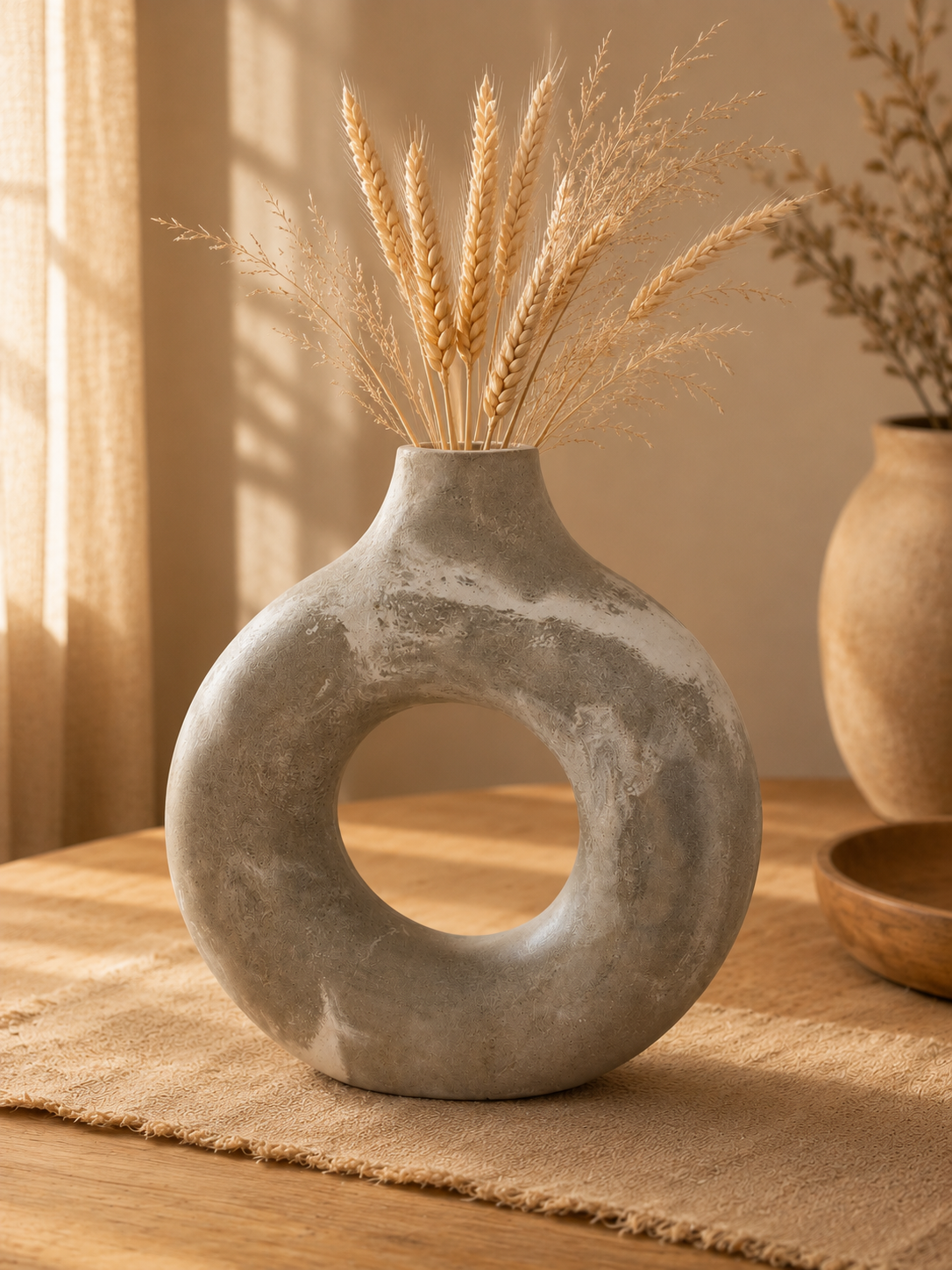 Florero Ciclo en Cemento Artesanal - Diseño Circular Dona