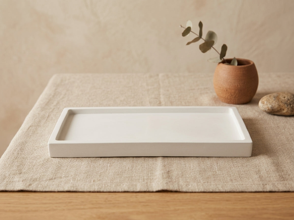 Bandeja Rectangular Organizadora Prisma en Cemento