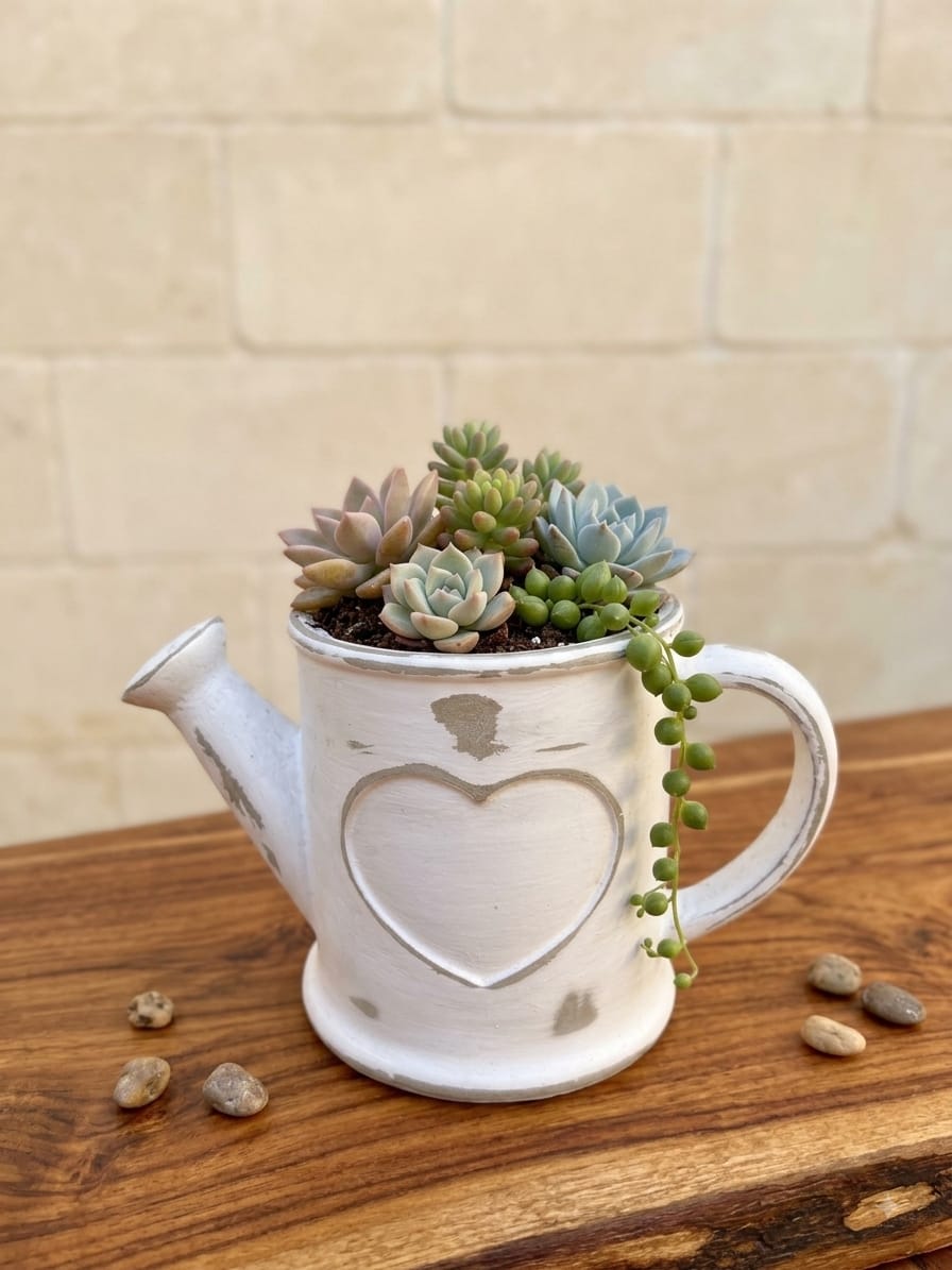 Maceta Regadera Amore en Cemento Artesanal estilo Vintage